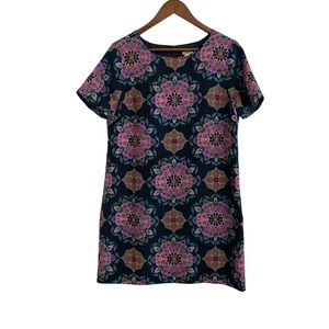 J Crew Sz10 Petite Mini Dress Short Sleeve Floral Medallion Gallery Shift dress